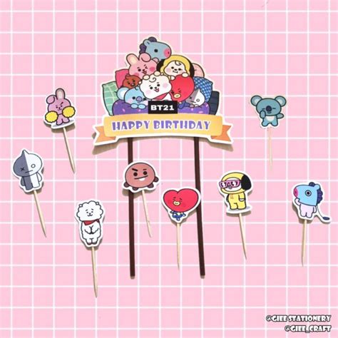 Jual Cake Topper BT21 Topper Kue BT21 Hiasan Kue BT21 BT21 BTS