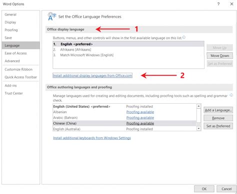 how to change language in ms word