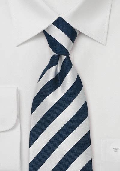 Classic Neckties Striped Silk Tie In Blue And Silver Cheap