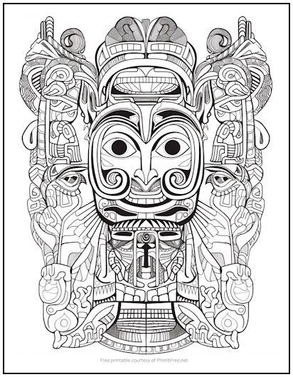 Tribal Mask Happy Coloring Page Print It Free