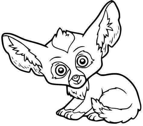 Cute Baby Fennec Fox Coloring Pages