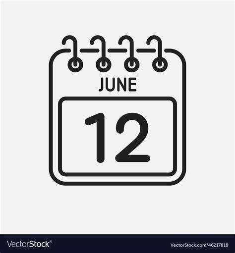 Icon page calendar day - 12 june Royalty Free Vector Image