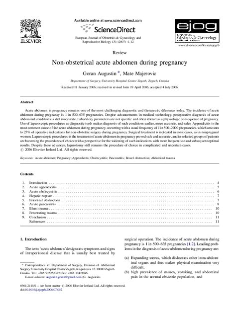 Pdf Non Obstetrical Acute Abdomen During Pregnancy Goran Augustin