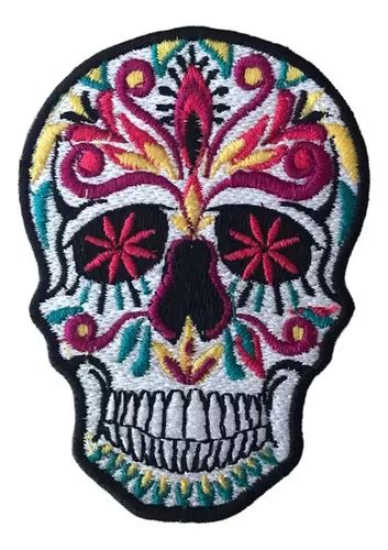 Parche Bordado Calavera Colorida Adherible MercadoLibre