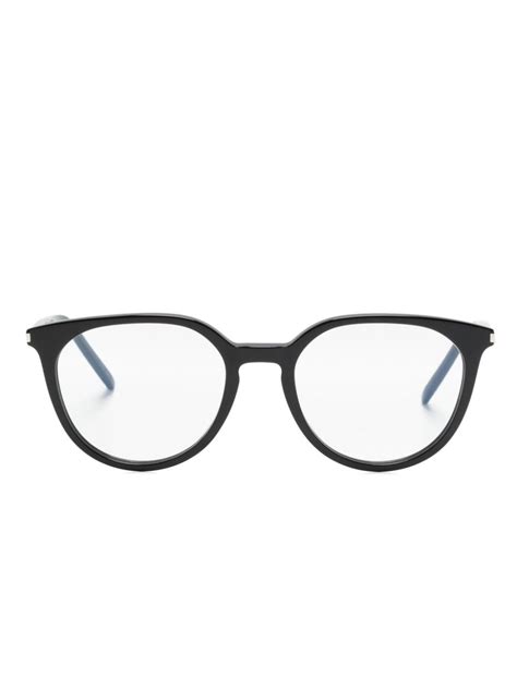 Saint Laurent Eyewear Brille Mit Rundem Gestell Schwarz Farfetch De