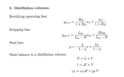 Solved 2 Distillation Columns Rectifying Operating Line