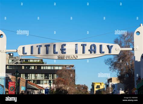 Little Italy Sign Marquee Downtown San Diego California Usa Stock