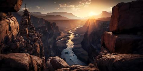 Premium Ai Image Grand Canyon At Sunrise Panorama Of Rocky Mountains