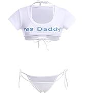 Amazon ABAFIP Women S Cute Kawaii Bikini Lingerie Set Yes Daddy Japanese Anime Cosplay