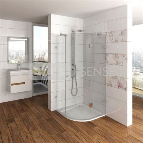 Стъклена душ-кабина за баня, ъглово разположение. Кабината е реверсивна ...