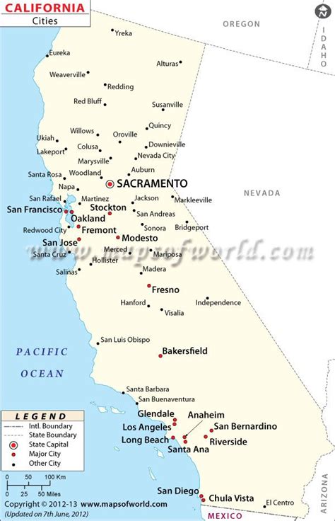 California Map Of Cities And Towns