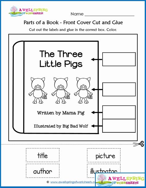 Parts Of A Book Worksheet For Grade