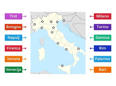 12 Gradova Italije Labelled Diagram