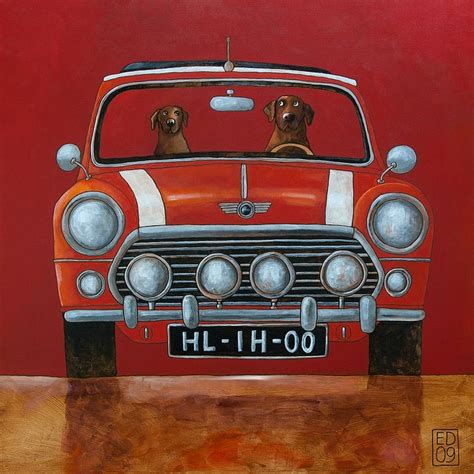 108 Composition In Brown Red White And Chromium Mini Cooper Card