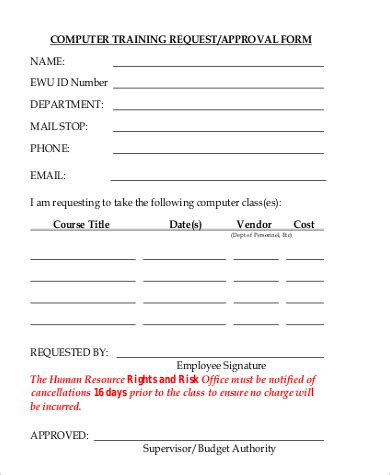 Free Sample Training Request Forms In Pdf Google Docs Pages