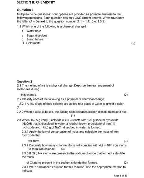 Physical Sciences Break 10 — Grade 10 November Controlled Test Term 4 2021