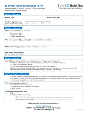 Fillable Online Member Reimbursement Form Fax Email Print PdfFiller