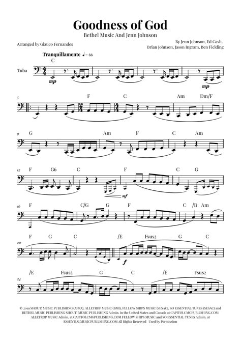 Goodness Of God Arr Glauco Fernandes Sheet Music Bethel Music And