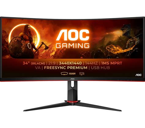 AOC CU34G2X BK Quad HD 34 Curved VA Gaming Monitor Black Red Fast