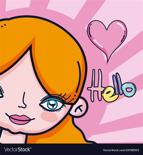 Girl Saying Hello Cartoon Royalty Free Vector Image