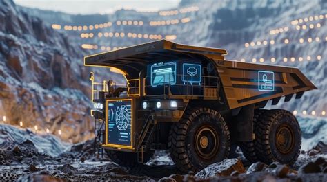 A Futuristic Digitallyenhanced Dump Truck With Holographic Displays