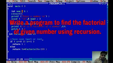 Ppslab 20 Write A Program To Find The Factorial Of Given Number Using Recursion Youtube