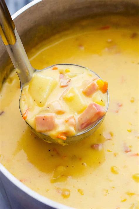 Cheesy Potato And Ham Soup In Slow Cooker