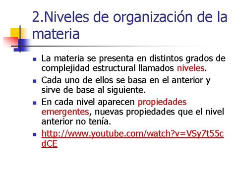 NIVELES DE ORGANIZACCIN DE LA MATERIA BIOELEMENTOS Y