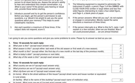 Standardized Mini Mental State Examination Smmse Cloud Practice