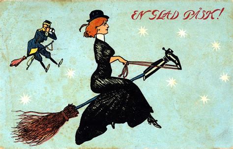 En Glad Pask Halloween Witch Postcard 1912