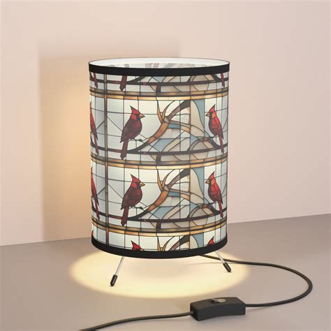 Cardinal Stained Glass Lamp Small Decorative Cardinal Memorial Lamp ...