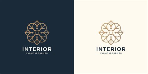 Creative Minimalist Interior Logo Design Luxury Line Art Style For