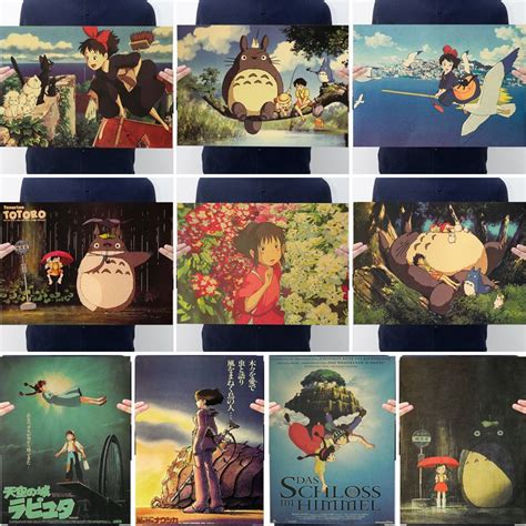 Meu Vizinho Totoro Spirited Away Wind Hayao Miyazaki Anime Poster Retro