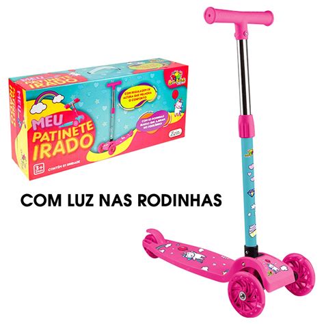 Patinete Infantil Irado Unic Rnio Rodas Luzes Brinquedo Menina