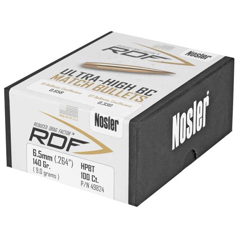 Nosler 49824 RDF Match 6 5mm 264 140 Gr Hollow Point Boat Tail 100