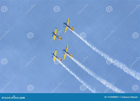 Aerobatic Air Plane on Blue Sky, Aerobatic Pilots Synchronise Editorial Photo - Image of ...