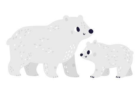 Polar Bear Baby with Mom. Cute Artctic a Graphic by vectorbum · Creative Fabrica