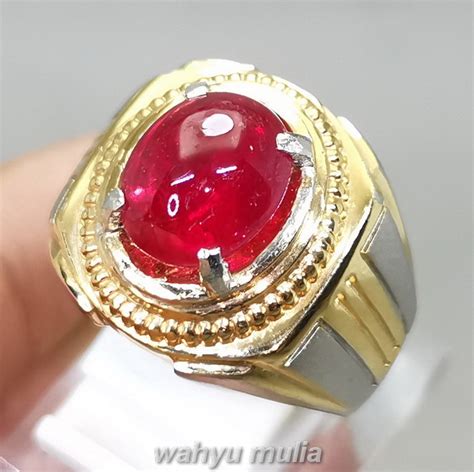 Cincin Batu Permata Merah Delima Natural Ruby Asli Kode 2295