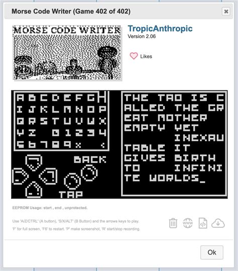 Morse Code Writer - Games - Arduboy