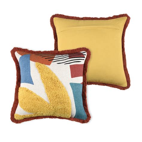 Coussin carré coton 40 cm Varisco Jaune Déco textile Eminza