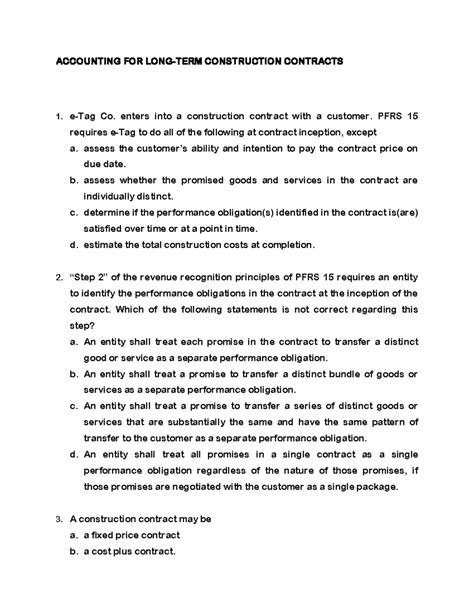 PFRS 15: Accounting for Long-Term Construction Contracts Analysis - Studocu