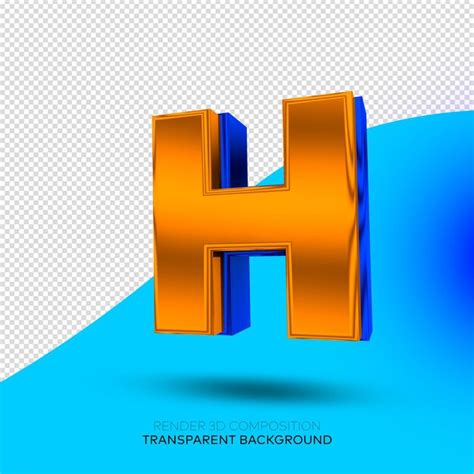 Premium PSD RENDER 3D LETRA H FUNDO TRANSPARENTE