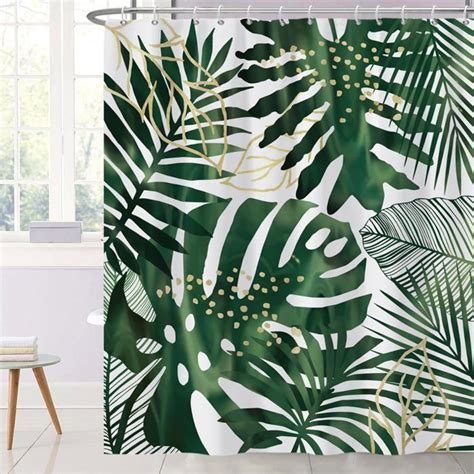 152x183cm Rideau De Douche Feuille De Palmier Abstrait Vert Tropical