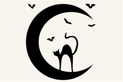 Cat And Moon Silhouette Tattoo