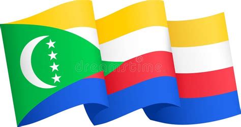 Comoros Flag Wave Isolated On Png Or Transparent Background Stock