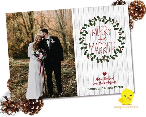 Newlywed Christmas Card Photo Holiday Card First Married And Merry