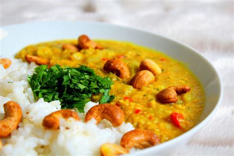 Curry de lentilles corail légumes au lait de coco vegan sans gluten