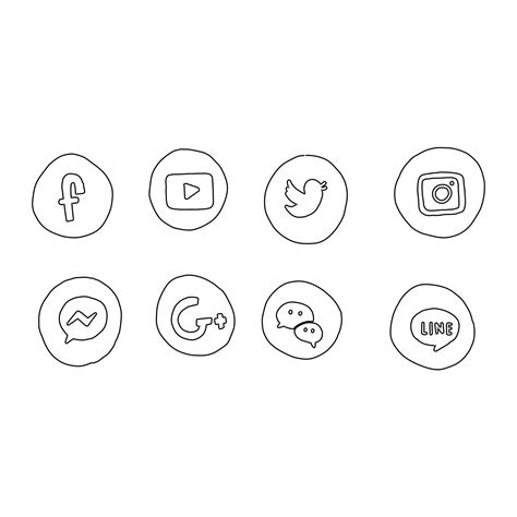 Hand Drawn Social Media Logo Set Icon 3348218 Vector Art At Vecteezy