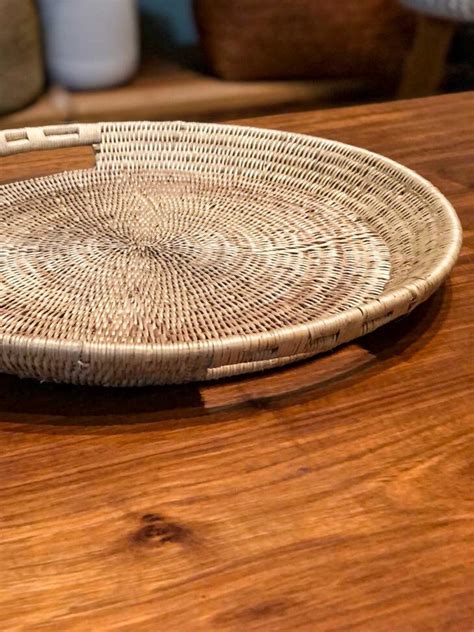 Decorative round basket tray coffee table tray wall decor | Etsy