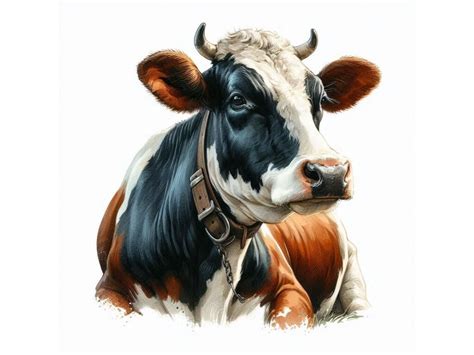 Cow Cow Watercolor Illustration Milking Cow Breed Ayrshir By